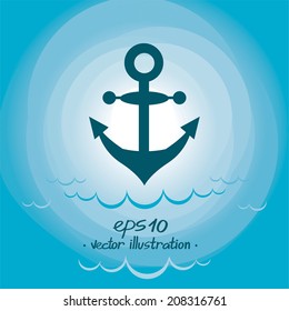 Anchor marine icon on the blue background. Vector illustration logotype template. Web design. Template Illustration for trending graphic design projects. Hand drawn unique print. EPS 10
