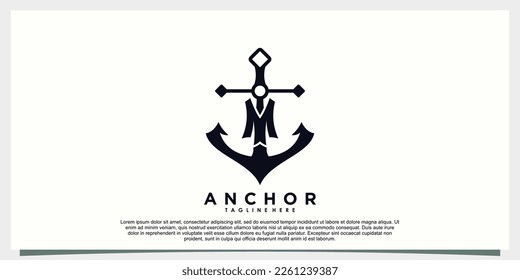 anchor marine logo design with letter m modern concept