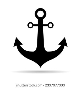 Anchor marine old shadow icon, ship security object element, vector illustration design web .