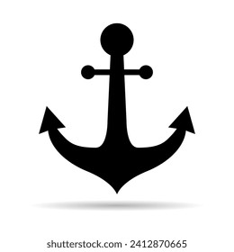 Anchor marine old shadow icon, ship security object element, vector illustration design web .