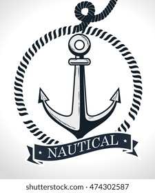 anchor marine retro icon vector illustration graphic