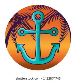 anchor marine with tropical palm in frame