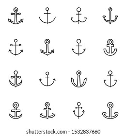 Anchor, maritime outline icon set. creative  harbour, port line icons sign vector illustration. svg