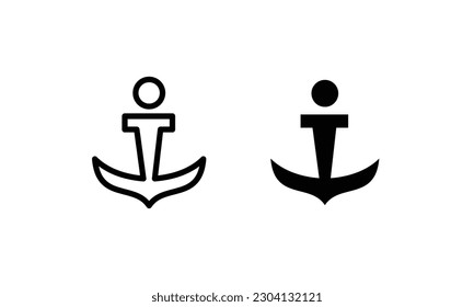 Anker, maritime Umriss-Icon Set. kreativer Hafen, Port-Linie Symbole Vektorgrafik. Vektorsymbol-Logo-Illustrationslinie editierbarer Hub flacher Design-Stil einzeln auf Weiß