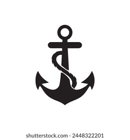 Anchor maritime sea black icon symbol boat pirate helm Nautical vector illustration design.