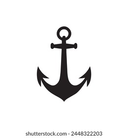 Anchor maritime sea black icon symbol boat pirate helm Nautical vector illustration design.