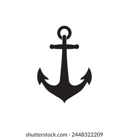 Anchor maritime sea black icon symbol boat pirate helm Nautical vector illustration design.