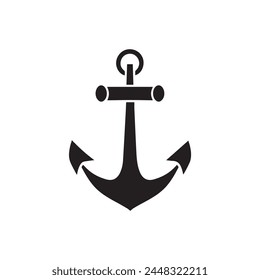 Anchor maritime sea black icon symbol boat pirate helm Nautical vector illustration design.