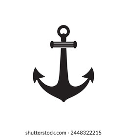 Anchor maritime sea black icon symbol boat pirate helm Nautical vector illustration design.