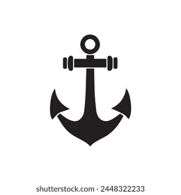 Anchor maritime sea black icon symbol boat pirate helm Nautical vector illustration design.