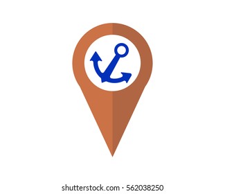 anchor marker map symbol logo image vector pin locate