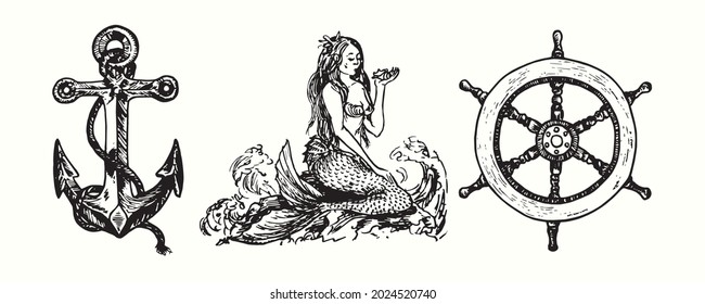 Anchor  mermaid sitting