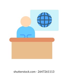 Anchor mini illustration flat color icon, use for journalist, broadcasting, news and media UI, UX kit, app and web development, digital or print.