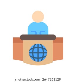 Anchor mini illustration flat color icon, use for journalist, broadcasting, news and media UI, UX kit, app and web development, digital or print.