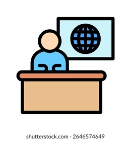 Anchor mini illustration outline color icon, use for journalist, broadcasting, news and media UI, UX kit, app and web development, digital or print.