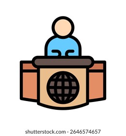 Anchor mini illustration outline color icon, use for journalist, broadcasting, news and media UI, UX kit, app and web development, digital or print.