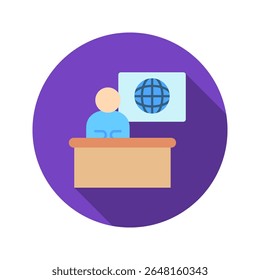 Anchor mini illustration rounded flat color icon, use for journalist, broadcasting, news and media UI, UX kit, app and web development, digital or print.