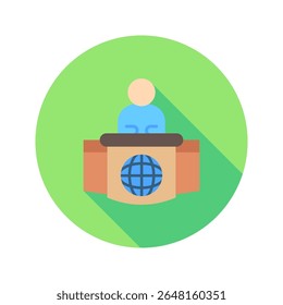 Anchor mini illustration rounded flat color icon, use for journalist, broadcasting, news and media UI, UX kit, app and web development, digital or print.