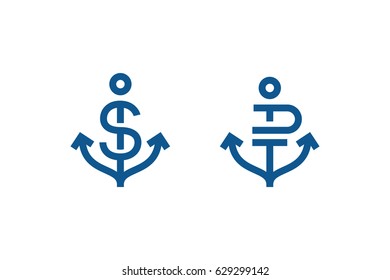 Anchor money. Logo template.