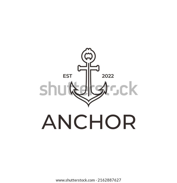 Anchor Mono Line Art Logo Design Stock Vector (Royalty Free) 2162887627 ...