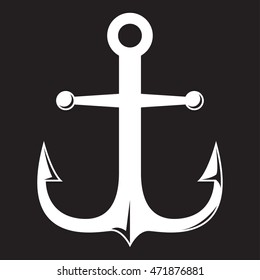 Anchor monochrome vector illustration in black background