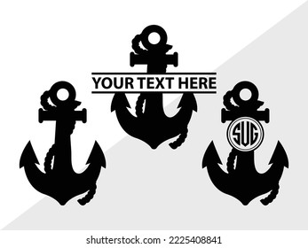 Anchor Monogram Printable Vector Illustration svg
