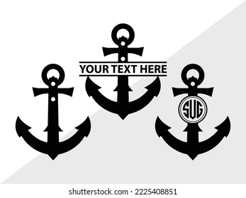 Anchor Monogram Printable Vector Illustration