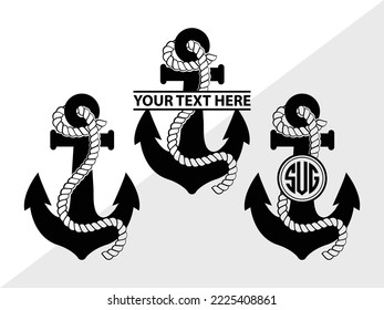 Anchor Monogram Printable Vector Illustration