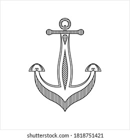 Anker-Monoline-Stil, Illustration von Vektorgrafiken mit einfacher Schlagbreite