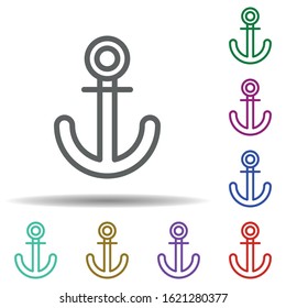 Anchor in multi color style icon. Simple thin line, outline vector of seaside icons for ui and ux, website or mobile application