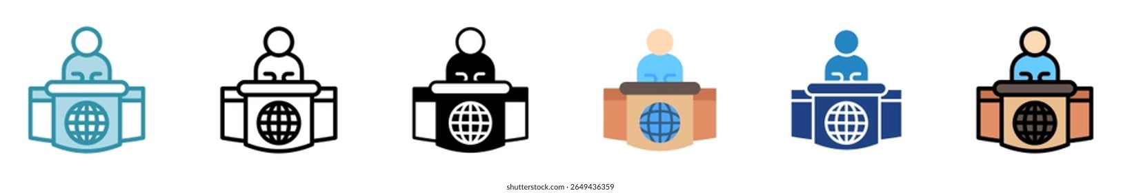 Anchor multi style, mini illustration icon set. outline, flat, glyph, line color. vector for UI, UX, app, web, digital or print. Related to journalist, broadcasting, news and media 