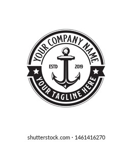 Anchor nautical marine circle seal logo design with text