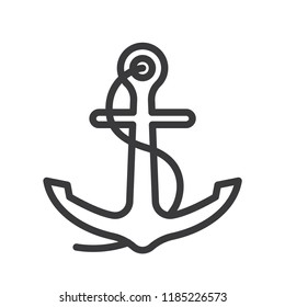 anchor nautical marine line arts black vector icon template