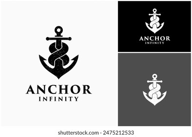 Ancla Náutica Naval Barco Yate Infinito Vector Infinito Logo Diseño Ilustración