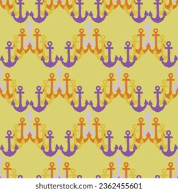 Anchor nautical seamless pattern. Maritime sea backdrop. Vector repeat design. Perfect for wallpaper, textiles, web page background and fashion print 