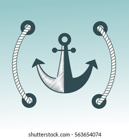 Anchor nautical symbol vector badge.