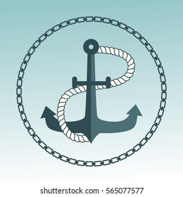 Anchor nautical symbol vector badge.