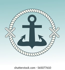 Anchor nautical symbol vector badge.