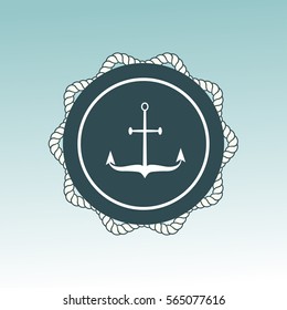 Anchor nautical symbol vector badge.