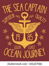 Anchor ocean journey vector print and varsity. For t-shirt or other uses in vector.T shirt graphic