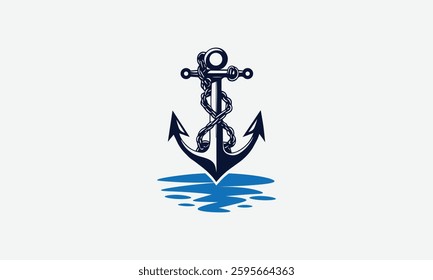 Anchor and ocean logo design