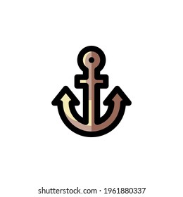 Anchor Ocean Outline Icon Logo Vector Illustration
