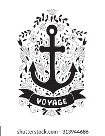 Anchor on a background with ornaments