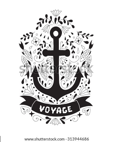 Anchor on a background with ornaments