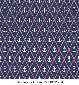 An anchor on a background of rhombus.