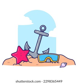 Anker am Beach Summer Vector, Flachsymbol, Illustration