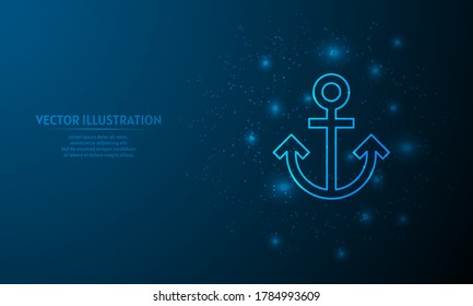 anchor on blue abstract background.  starlight background