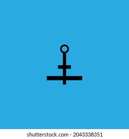 Anchor on blue background square icon