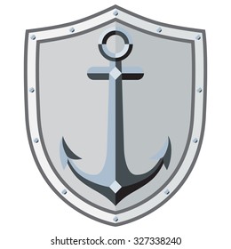 Anchor on board. It can be used to create logos, logo, tattoo, brand name. Vector Image. Flat style.