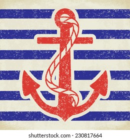 Anchor on grunge background vintage vector illustration 2